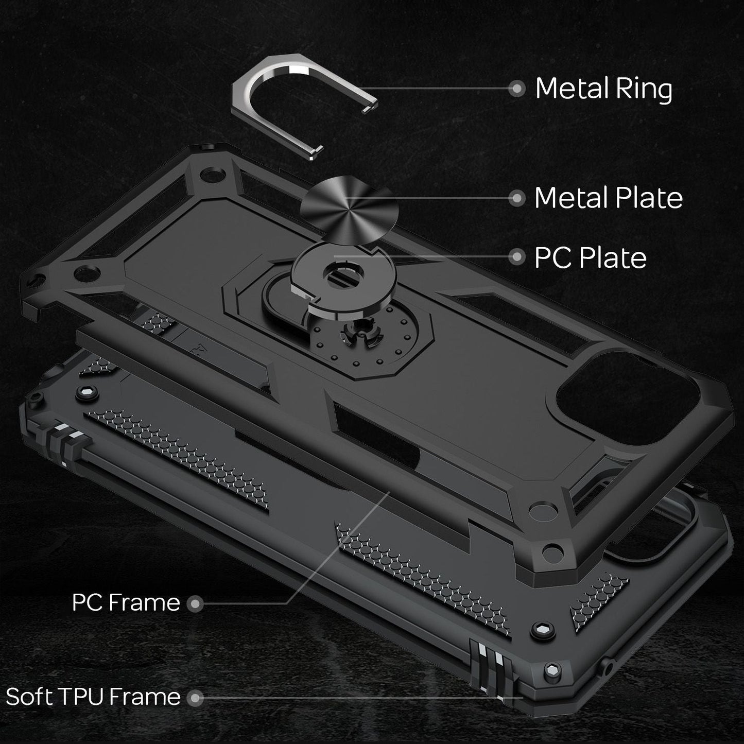 NALIA Panzerhülle für Samsung Galaxy A22 5G – Ring-Ständer 360° & Magnet-Halterung Kompatibel – RINGDEFEND (Stoßfestes Outdoor Case) – Marke aus Berlin
