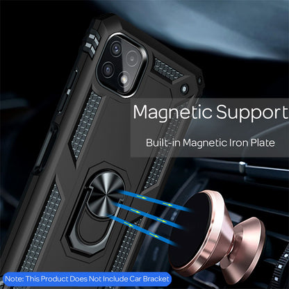 NALIA Panzerhülle für Samsung Galaxy A22 5G – Ring-Ständer 360° & Magnet-Halterung Kompatibel – RINGDEFEND (Stoßfestes Outdoor Case) – Marke aus Berlin