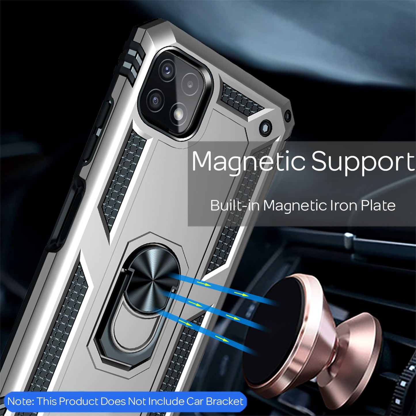NALIA Panzerhülle für Samsung Galaxy A22 5G – Ring-Ständer 360° & Magnet-Halterung Kompatibel – RINGDEFEND (Stoßfestes Outdoor Case) – Marke aus Berlin