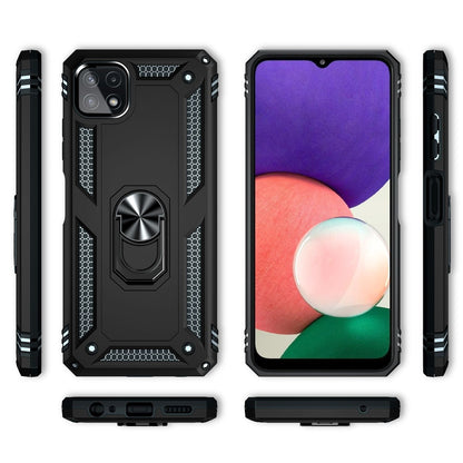 NALIA Panzerhülle für Samsung Galaxy A22 5G – Ring-Ständer 360° & Magnet-Halterung Kompatibel – RINGDEFEND (Stoßfestes Outdoor Case) – Marke aus Berlin