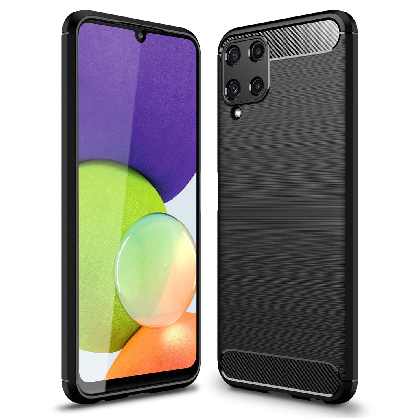 NALIA Silikonhülle für Samsung Galaxy A22 4G – Rutschfest & Matt – VORTEX (Gebürstete Optik & Carbon Design) – Marke aus Berlin