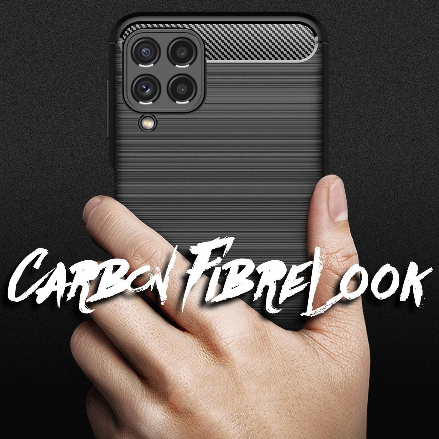 NALIA Silikonhülle für Samsung Galaxy A22 4G – Rutschfest & Matt – VORTEX (Gebürstete Optik & Carbon Design) – Marke aus Berlin