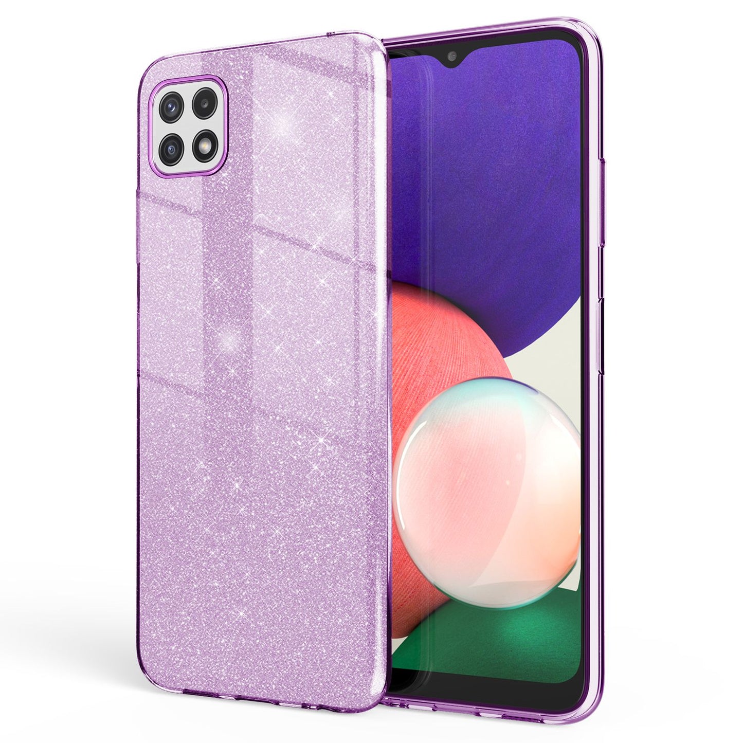 NALIA Glitzerhülle für Samsung Galaxy A22 5G – Funkelnder Glitzer-Look & Grip – SHINEPOP (Silikon Case) – Marke aus Berlin