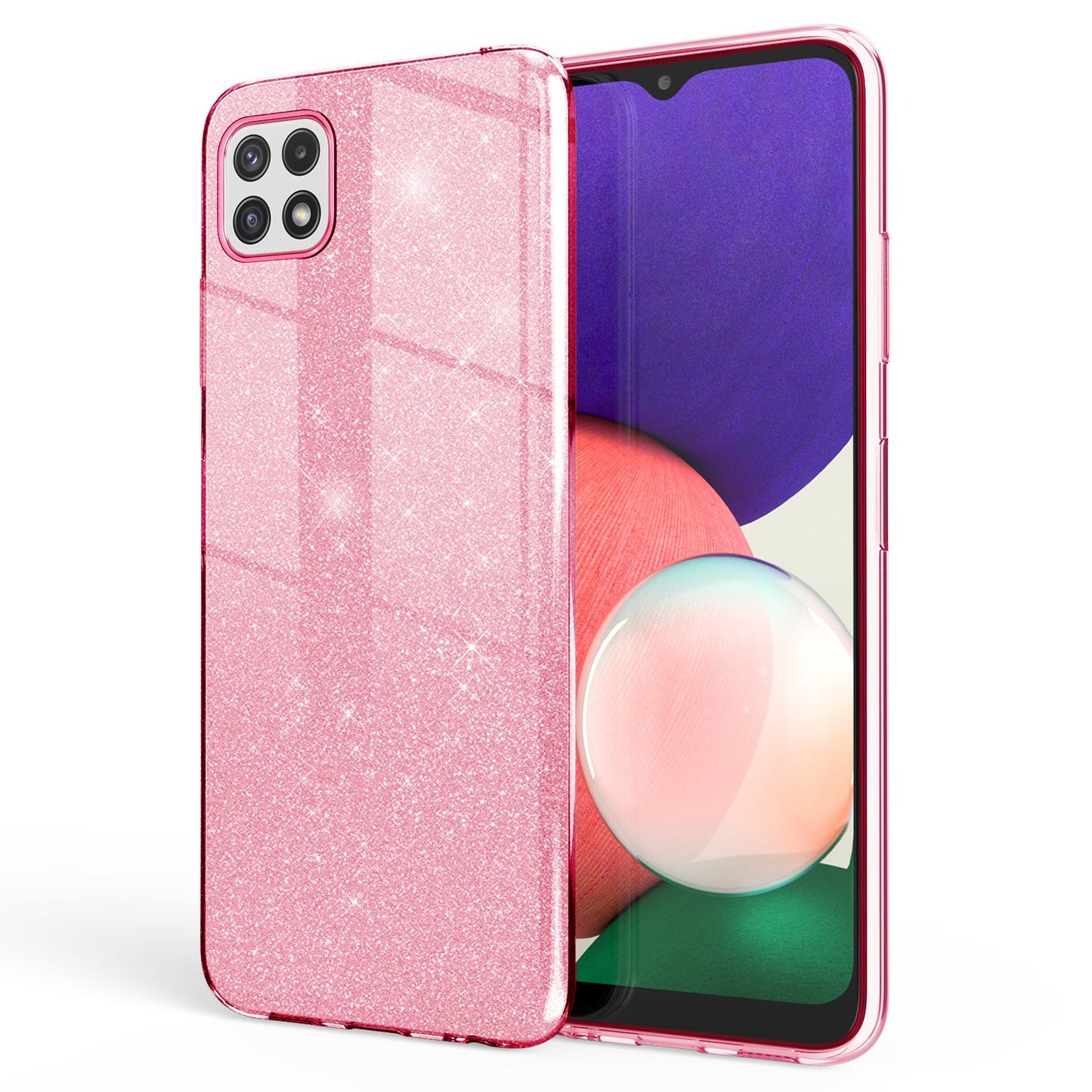 NALIA Glitzerhülle für Samsung Galaxy A22 5G – Funkelnder Glitzer-Look & Grip – SHINEPOP (Silikon Case) – Marke aus Berlin