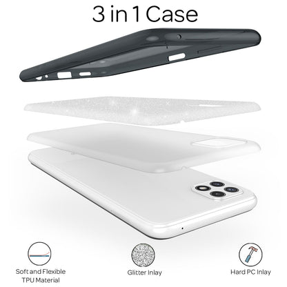 NALIA Glitzerhülle für Samsung Galaxy A22 5G – Funkelnder Glitzer-Look & Grip – SHINEPOP (Silikon Case) – Marke aus Berlin