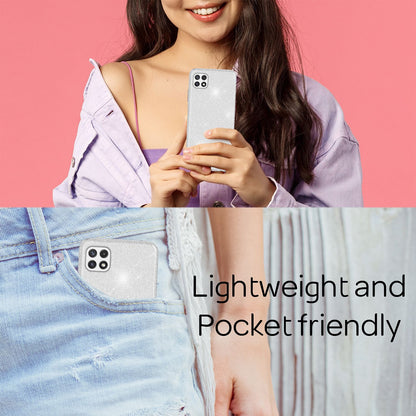 NALIA Glitzerhülle für Samsung Galaxy A22 5G – Funkelnder Glitzer-Look & Grip – SHINEPOP (Silikon Case) – Marke aus Berlin