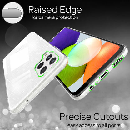 NALIA Glitzerhülle für Samsung Galaxy A22 – Funkelndes Silikon Case – DAZZLIN (Transparent & Stoßfest) – Marke aus Berlin