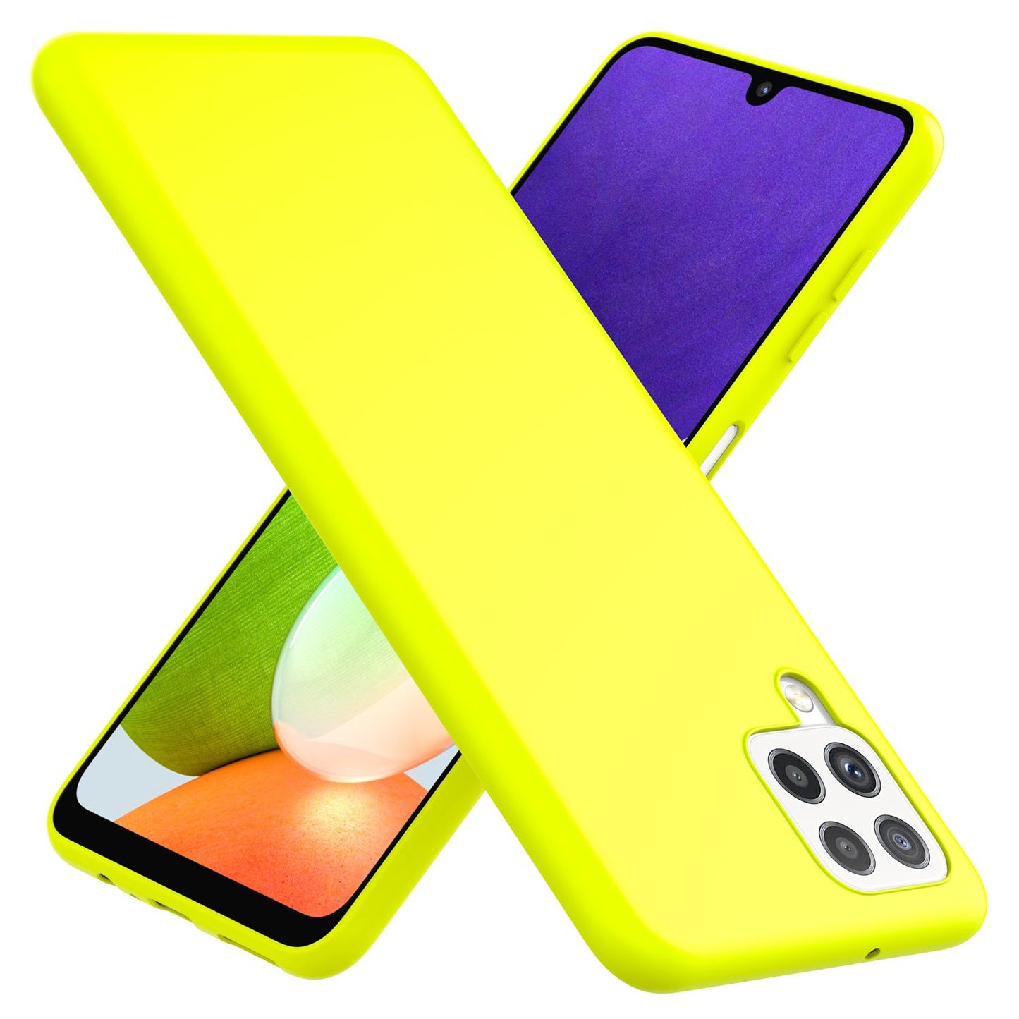 NALIA Neon Silikonhülle für Samsung Galaxy A22 4G – Soft-Touch & Signal-Neon – NEONSHOCK (Matte Schutzhülle) – Marke aus Berlin