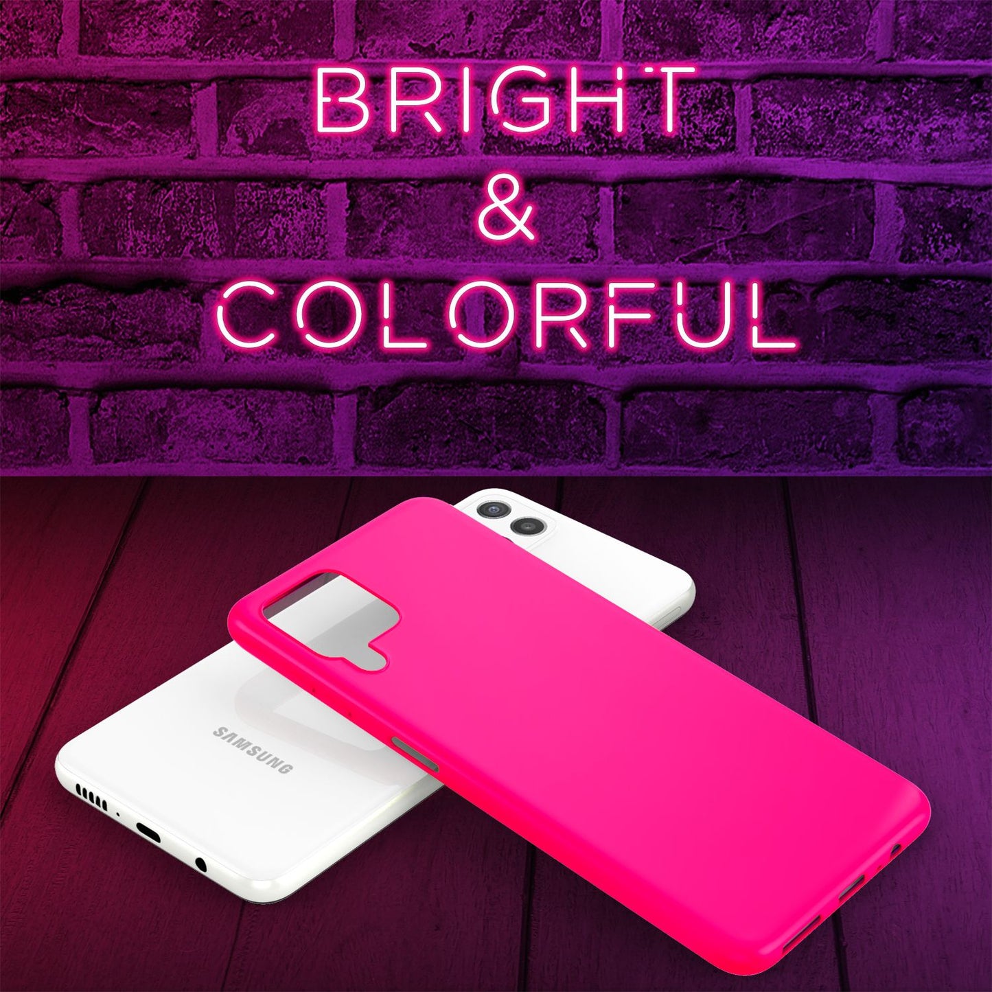 NALIA Neon Silikonhülle für Samsung Galaxy A22 4G – Soft-Touch & Signal-Neon – NEONSHOCK (Matte Schutzhülle) – Marke aus Berlin