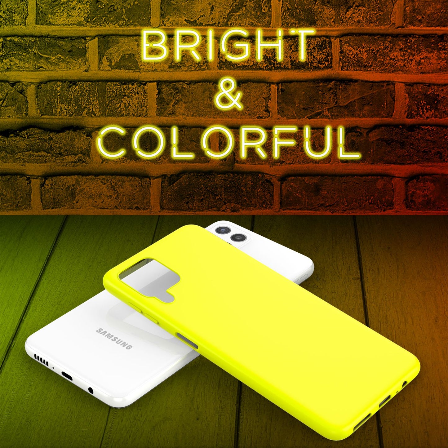 NALIA Neon Silikonhülle für Samsung Galaxy A22 4G – Soft-Touch & Signal-Neon – NEONSHOCK (Matte Schutzhülle) – Marke aus Berlin