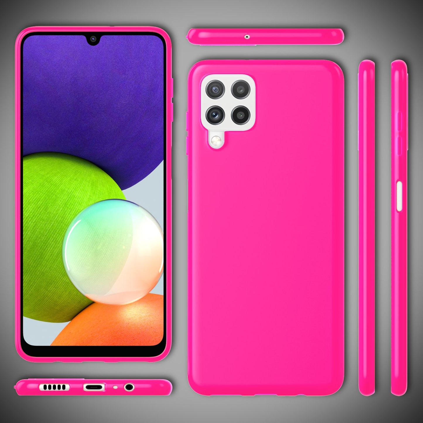 NALIA Neon Silikonhülle für Samsung Galaxy A22 4G – Soft-Touch & Signal-Neon – NEONSHOCK (Matte Schutzhülle) – Marke aus Berlin