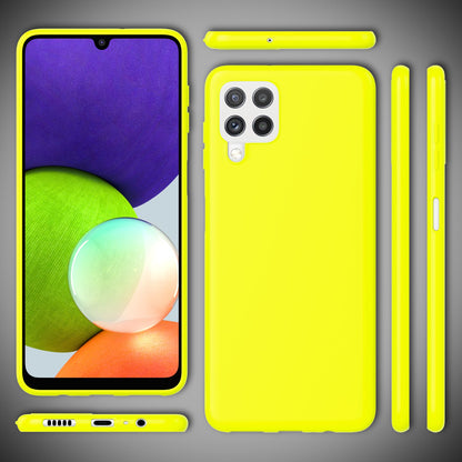 NALIA Neon Silikonhülle für Samsung Galaxy A22 4G – Soft-Touch & Signal-Neon – NEONSHOCK (Matte Schutzhülle) – Marke aus Berlin