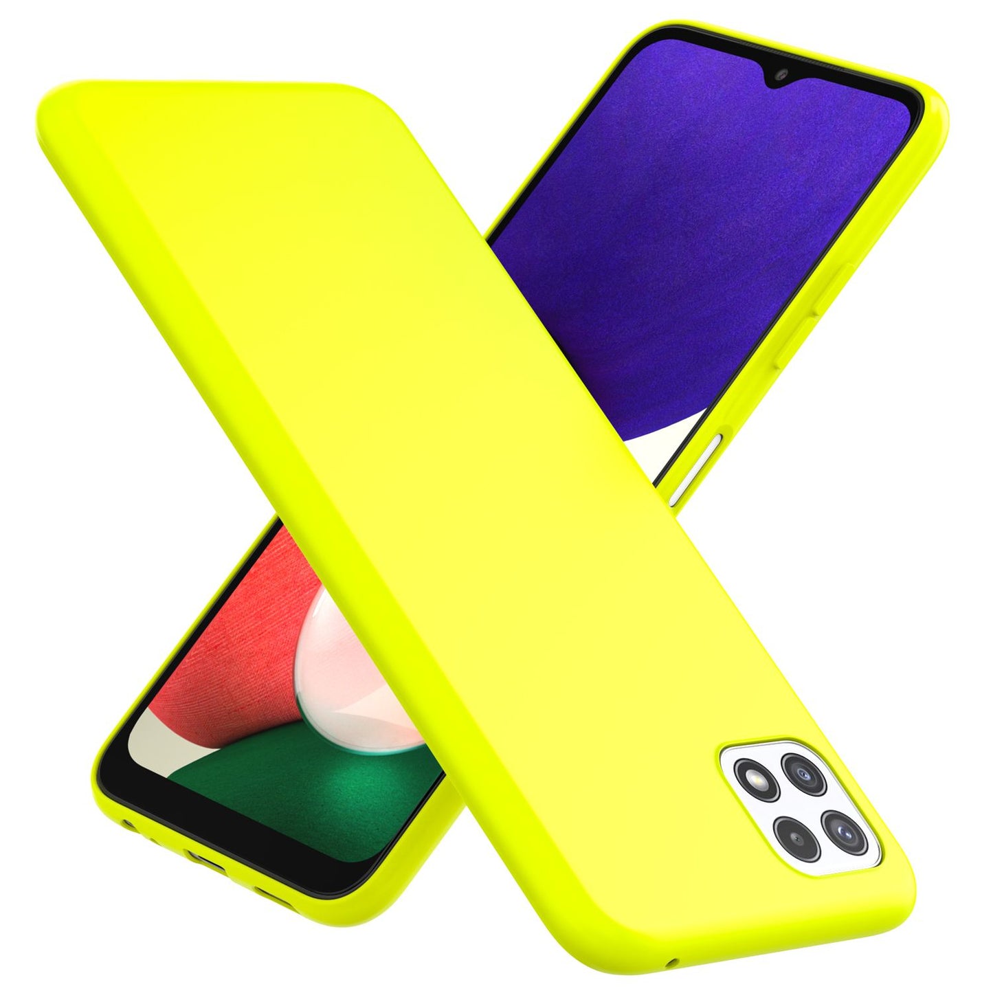 NALIA Neon Silikonhülle für Samsung Galaxy A22 5G – Soft-Touch & Signal-Neon – NEONSHOCK (Matte Schutzhülle) – Marke aus Berlin