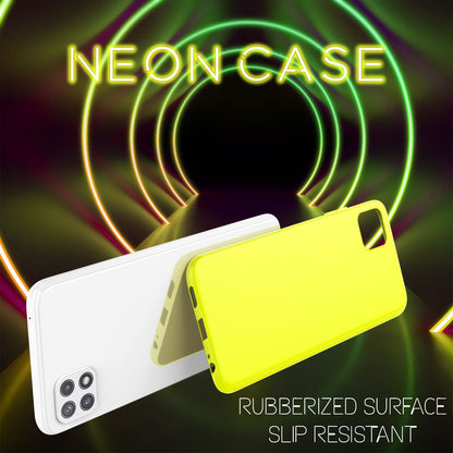 NALIA Neon Silikonhülle für Samsung Galaxy A22 5G – Soft-Touch & Signal-Neon – NEONSHOCK (Matte Schutzhülle) – Marke aus Berlin