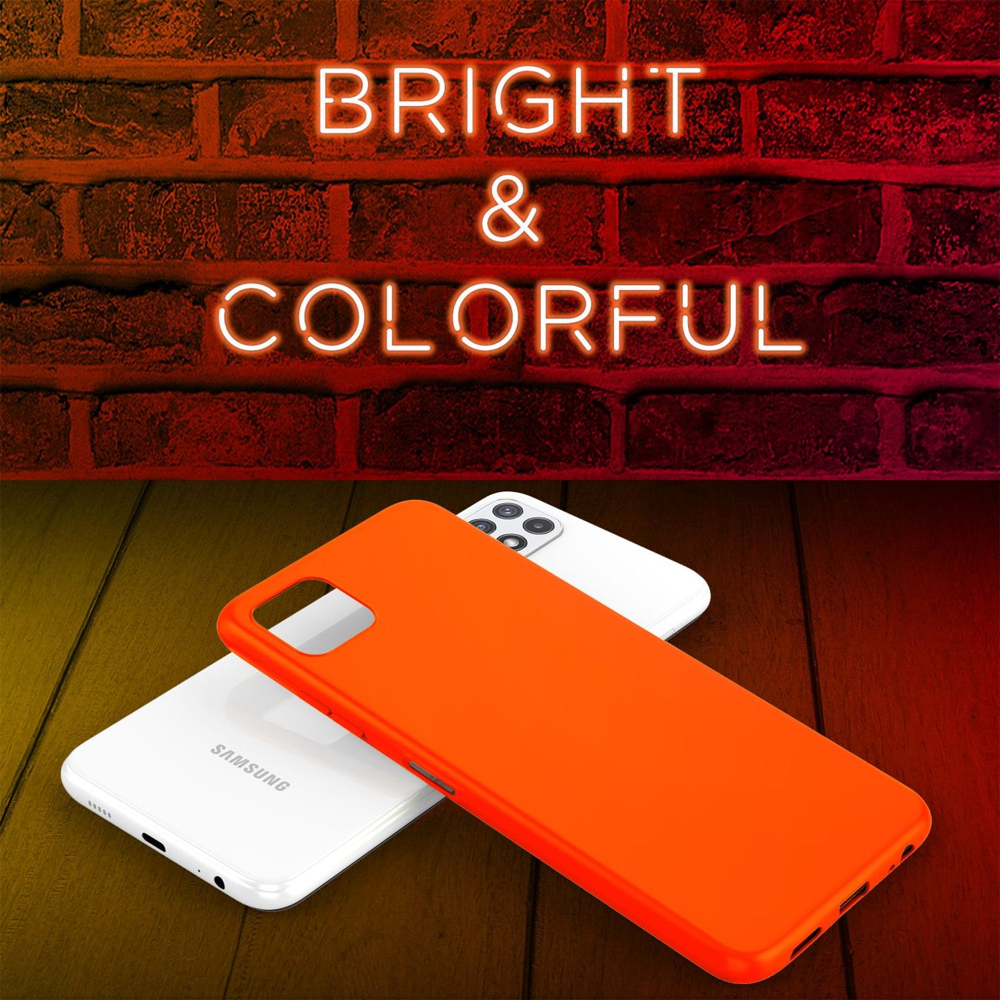 NALIA Neon Silikonhülle für Samsung Galaxy A22 5G – Soft-Touch & Signal-Neon – NEONSHOCK (Matte Schutzhülle) – Marke aus Berlin