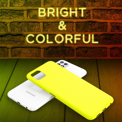 NALIA Neon Silikonhülle für Samsung Galaxy A22 5G – Soft-Touch & Signal-Neon – NEONSHOCK (Matte Schutzhülle) – Marke aus Berlin