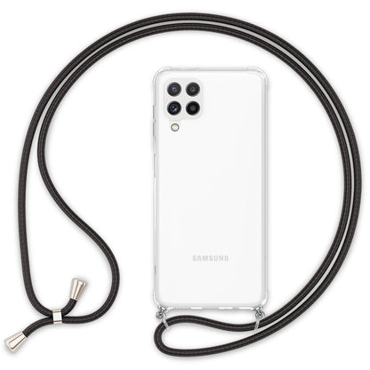 NALIA Handykette für Samsung Galaxy A22 4G – Transparentes Hybrid-Case & Band – HANGIT (Anti-Gelb Rückseite & Verstellbar) – Marke aus Berlin