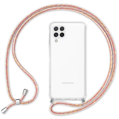 NALIA Handykette für Samsung Galaxy A22 4G – Transparentes Hybrid-Case & Band – HANGIT (Anti-Gelb Rückseite & Verstellbar) – Marke aus Berlin