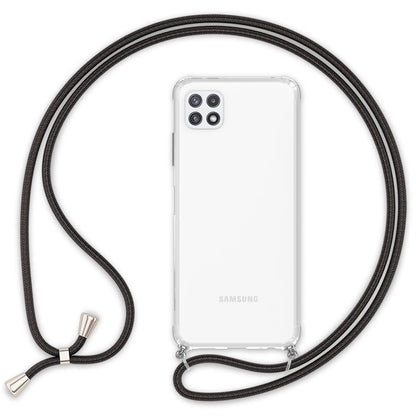 NALIA Handykette für Samsung Galaxy A22 5G – Transparentes Hybrid-Case & Band – HANGIT (Anti-Gelb Rückseite & Verstellbar) – Marke aus Berlin