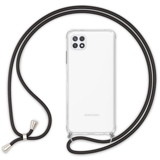 NALIA Handykette für Samsung Galaxy A22 5G – Transparentes Hybrid-Case & Band – HANGIT (Anti-Gelb Rückseite & Verstellbar) – Marke aus Berlin