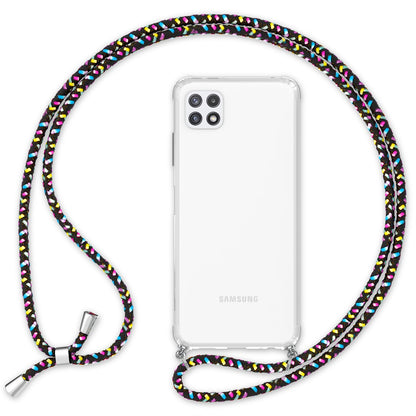 NALIA Handykette für Samsung Galaxy A22 5G – Transparentes Hybrid-Case & Band – HANGIT (Anti-Gelb Rückseite & Verstellbar) – Marke aus Berlin
