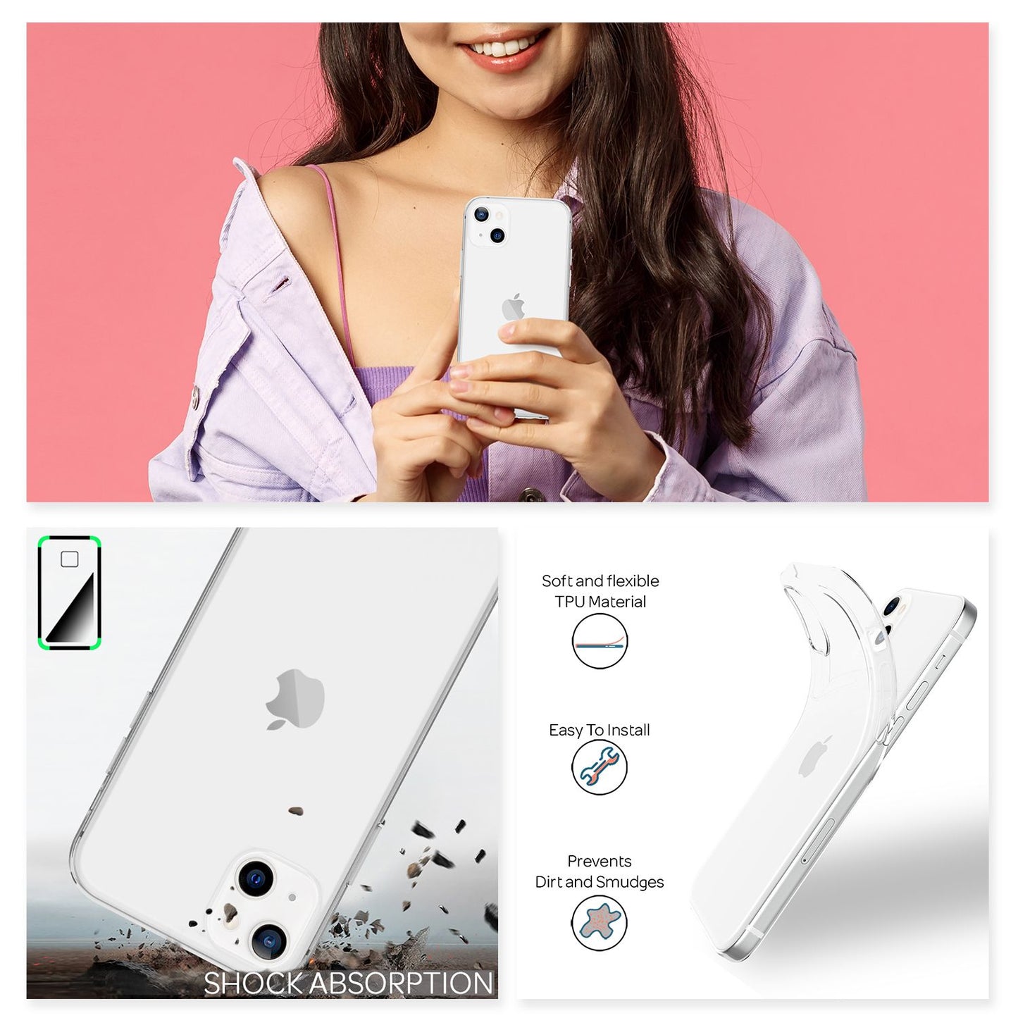 NALIA Transparente Silikonhülle für iPhone 13 – Anti-Gelb & Rutschfest – GLAZE (Handyhülle Kristallklar, Schlank & Stoßfest) – Marke aus Berlin