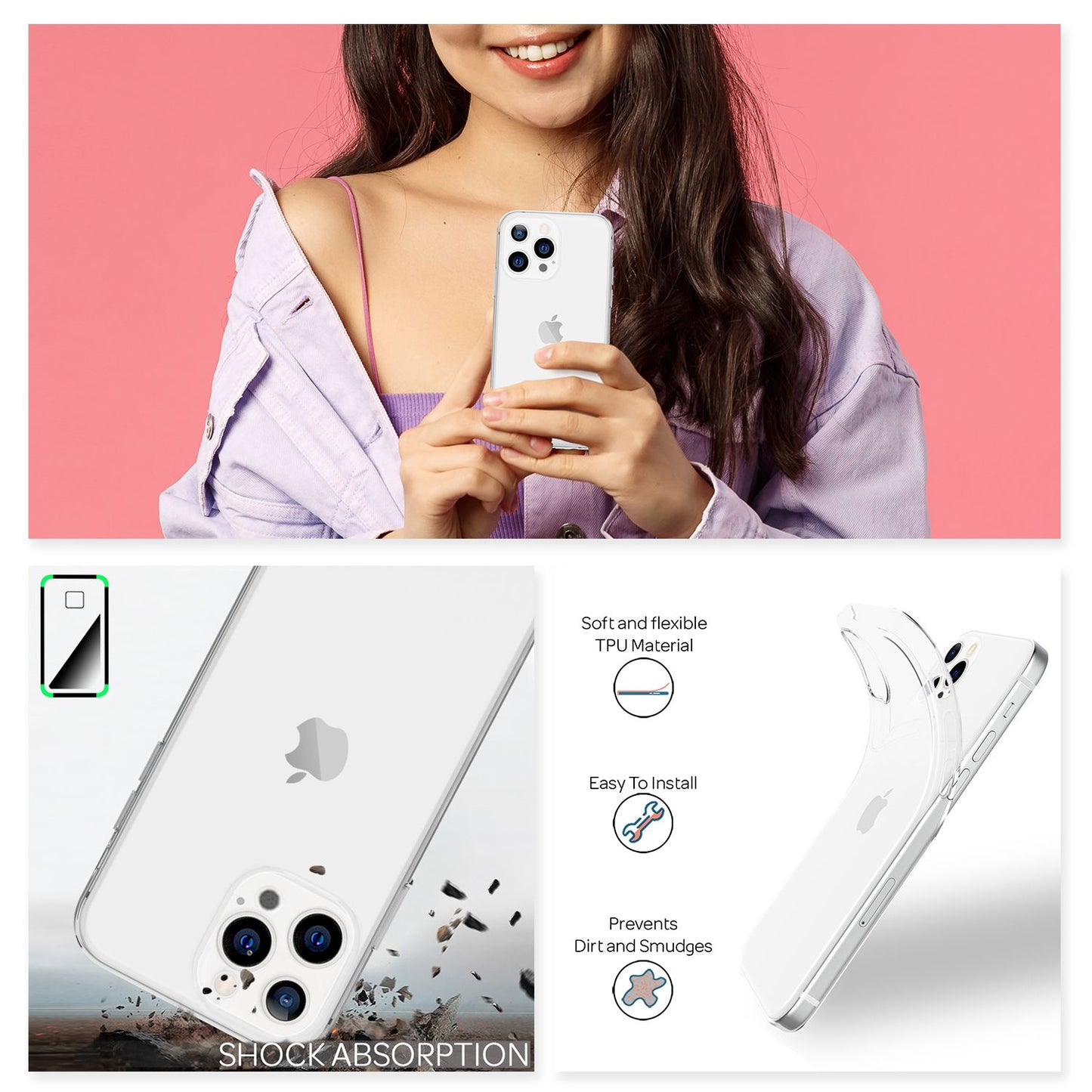 NALIA Transparente Silikonhülle für iPhone 13 Pro Max – Anti-Gelb & Rutschfest – GLAZE (Handyhülle Kristallklar, Schlank & Stoßfest) – Marke aus Berlin