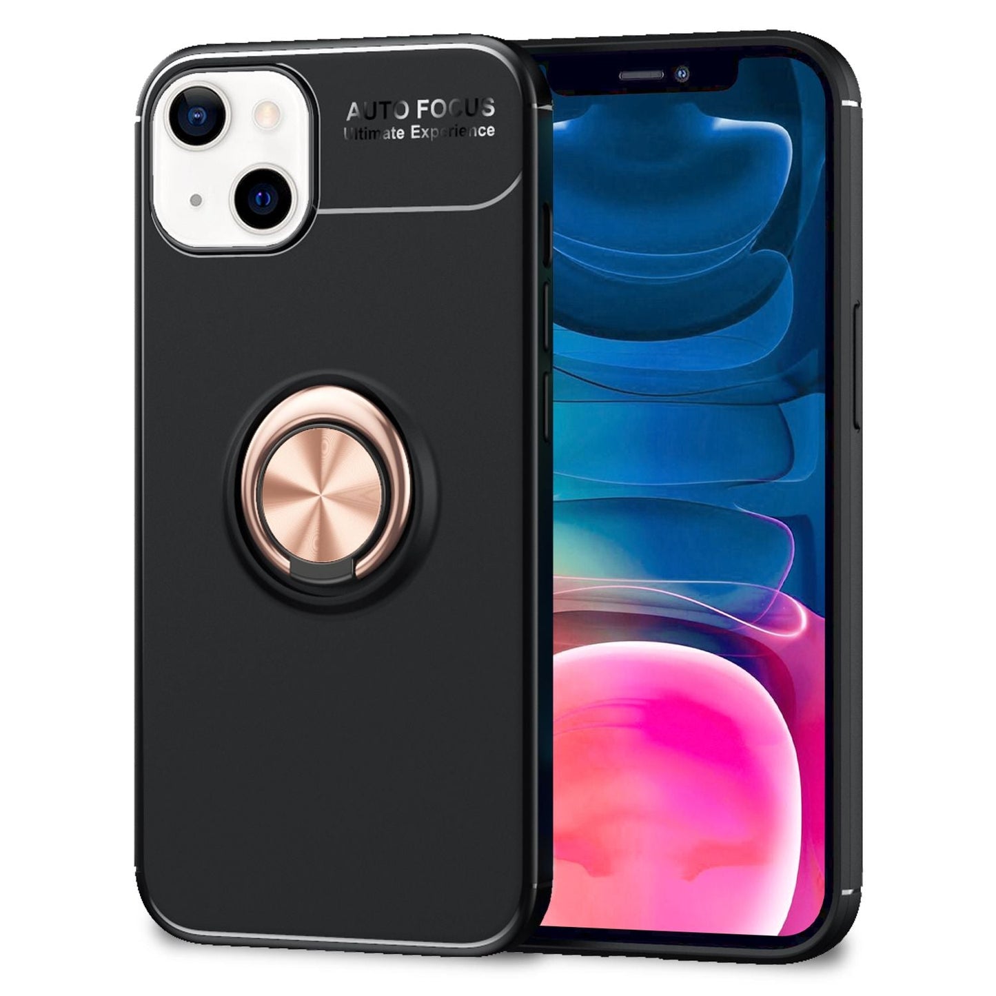 NALIA Ringhülle für iPhone 13 Mini – Ring-Ständer 360° & für Magnet-Halter – GRIP360 (Mattiertes Silikon Case) – Marke aus Berlin