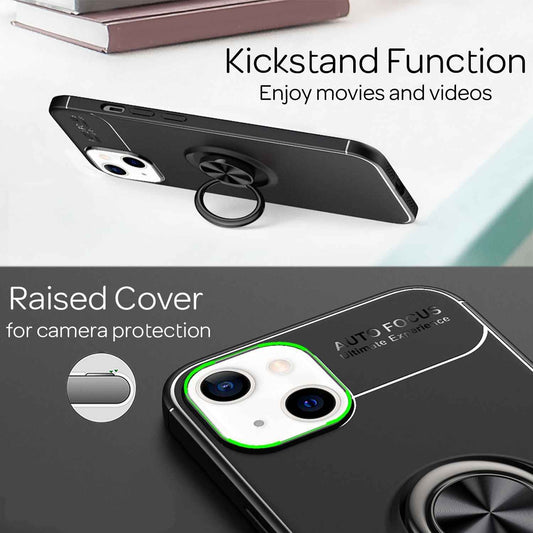 NALIA Ringhülle für iPhone 13 Mini – Ring-Ständer 360° & für Magnet-Halter – GRIP360 (Mattiertes Silikon Case) – Marke aus Berlin