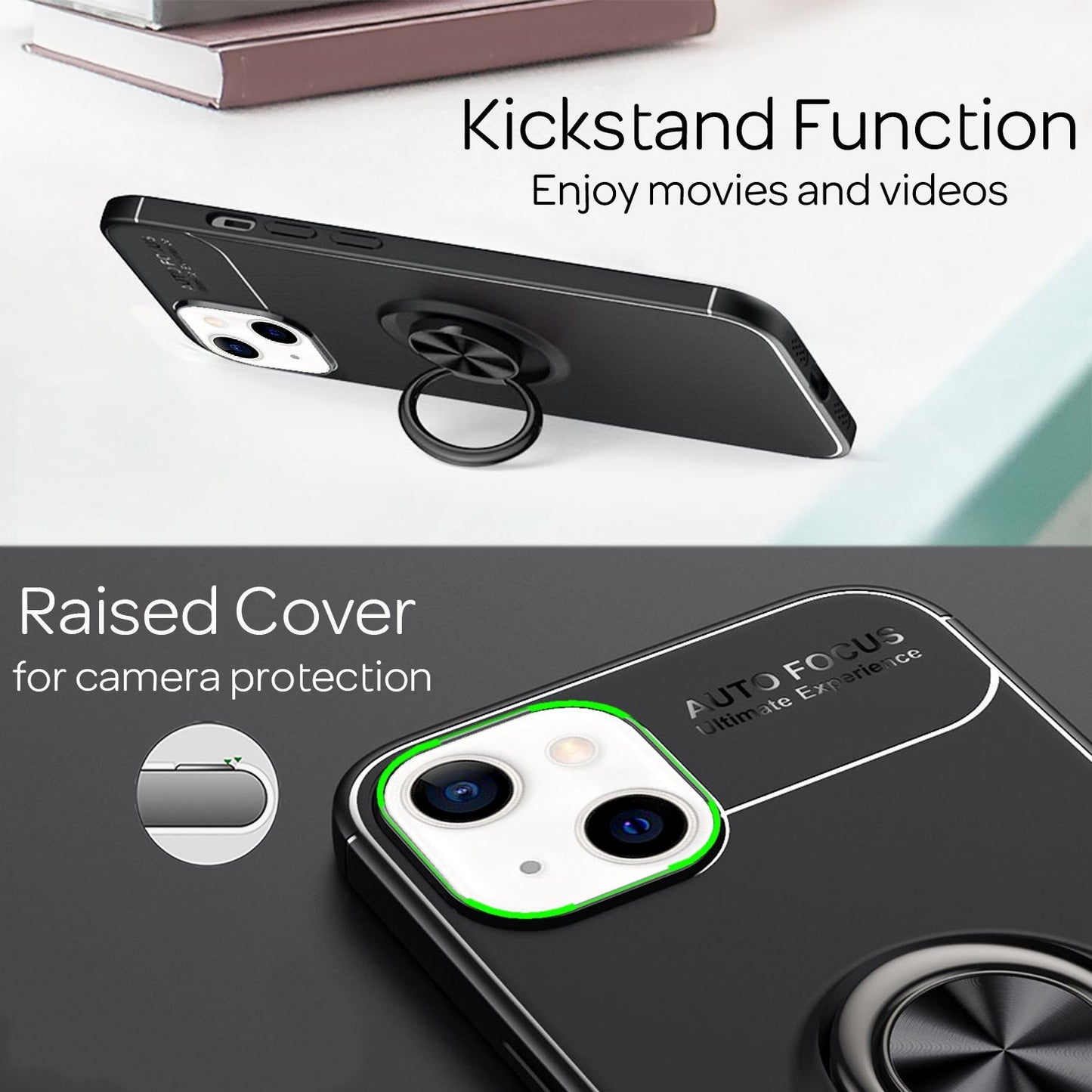 NALIA Ringhülle für iPhone 13 – Ring-Ständer 360° & für Magnet-Halter – GRIP360 (Mattiertes Silikon Case) – Marke aus Berlin