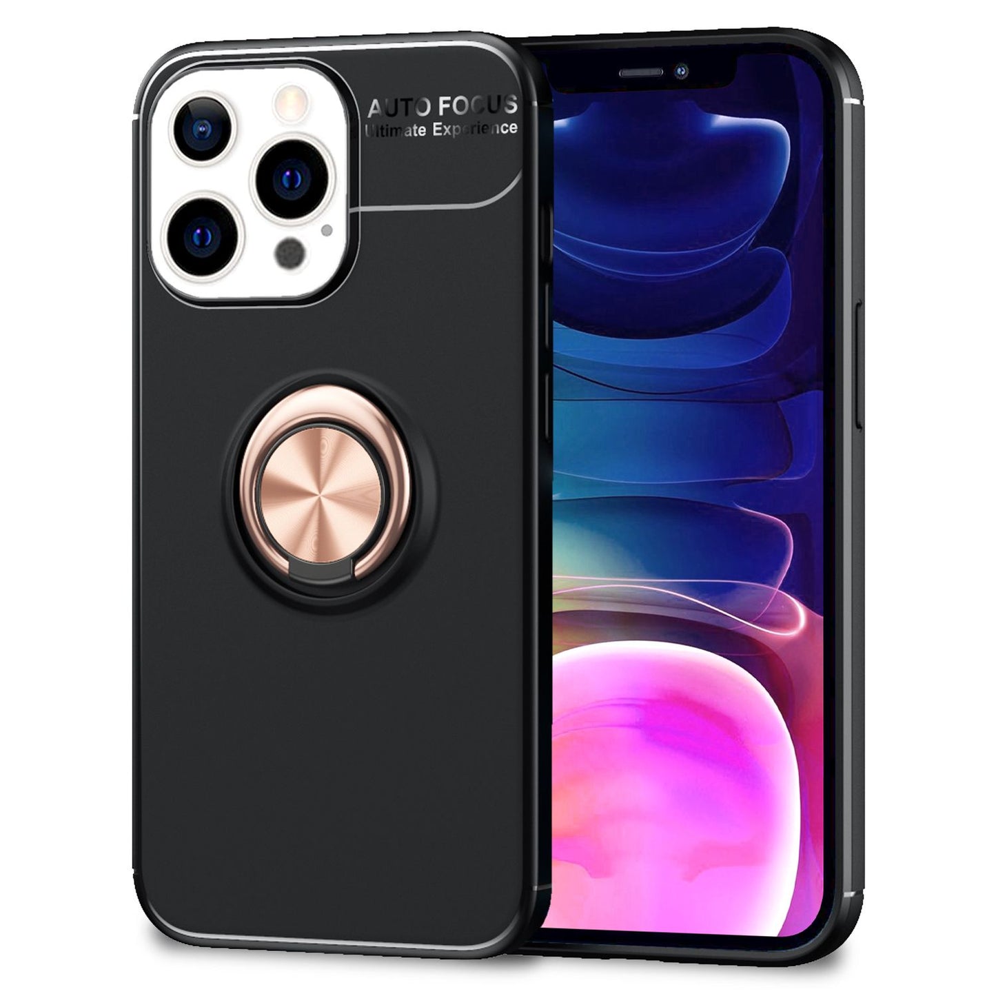 NALIA Ringhülle für iPhone 13 Pro Max – Ring-Ständer 360° & für Magnet-Halter – GRIP360 (Mattiertes Silikon Case) – Marke aus Berlin