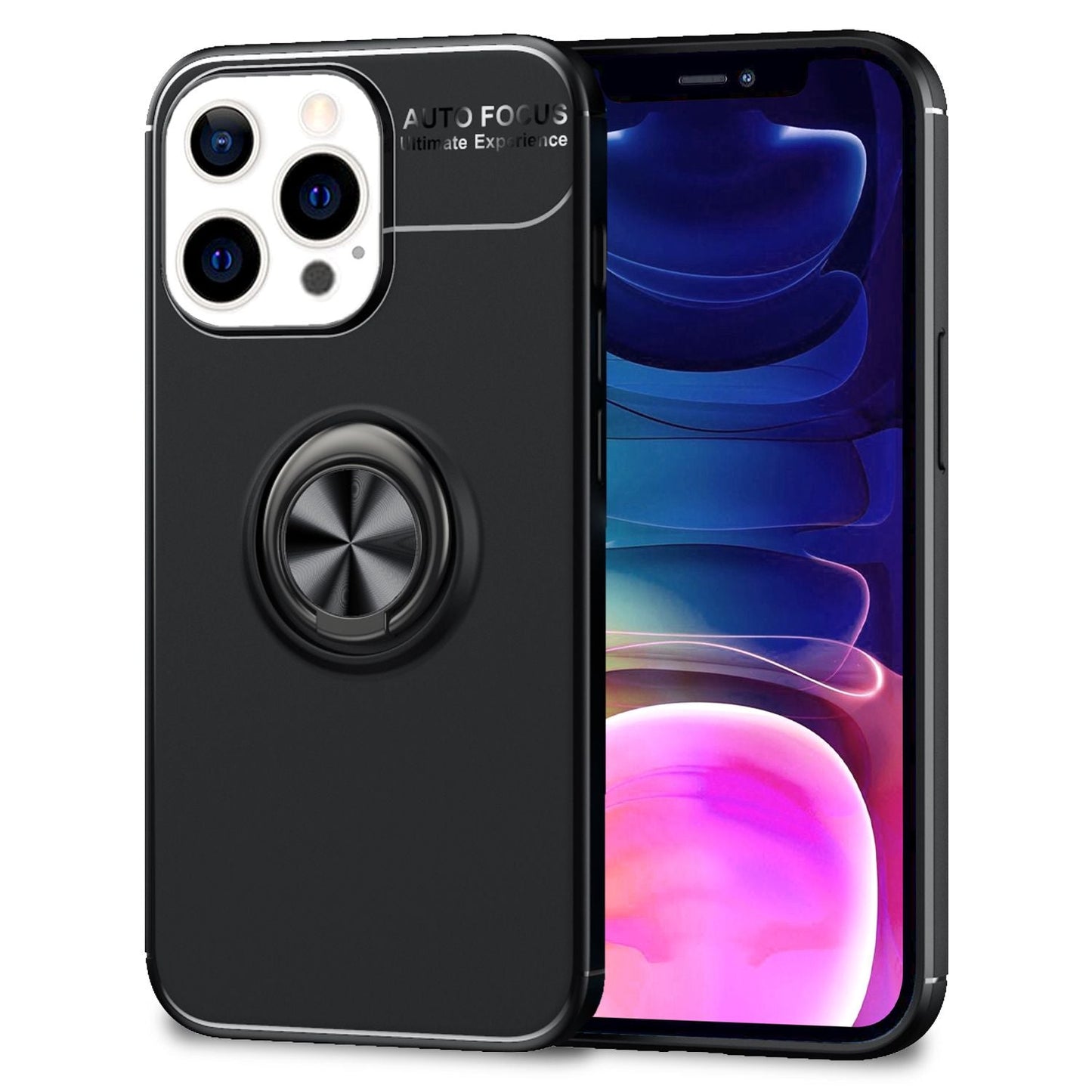 NALIA Ringhülle für iPhone 13 Pro Max – Ring-Ständer 360° & für Magnet-Halter – GRIP360 (Mattiertes Silikon Case) – Marke aus Berlin
