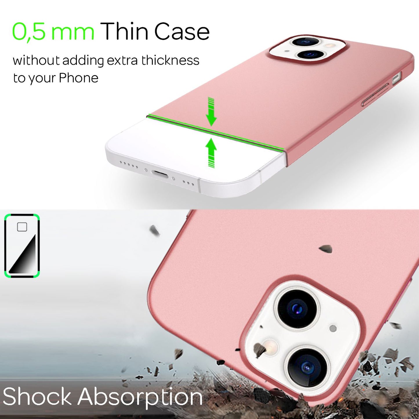 NALIA Ultra Slim Hardcase für iPhone 13 – Anti-Fingerabdruck & 0.5mm Dünn – PUREFIT (Matt & Leicht) – Marke aus Berlin