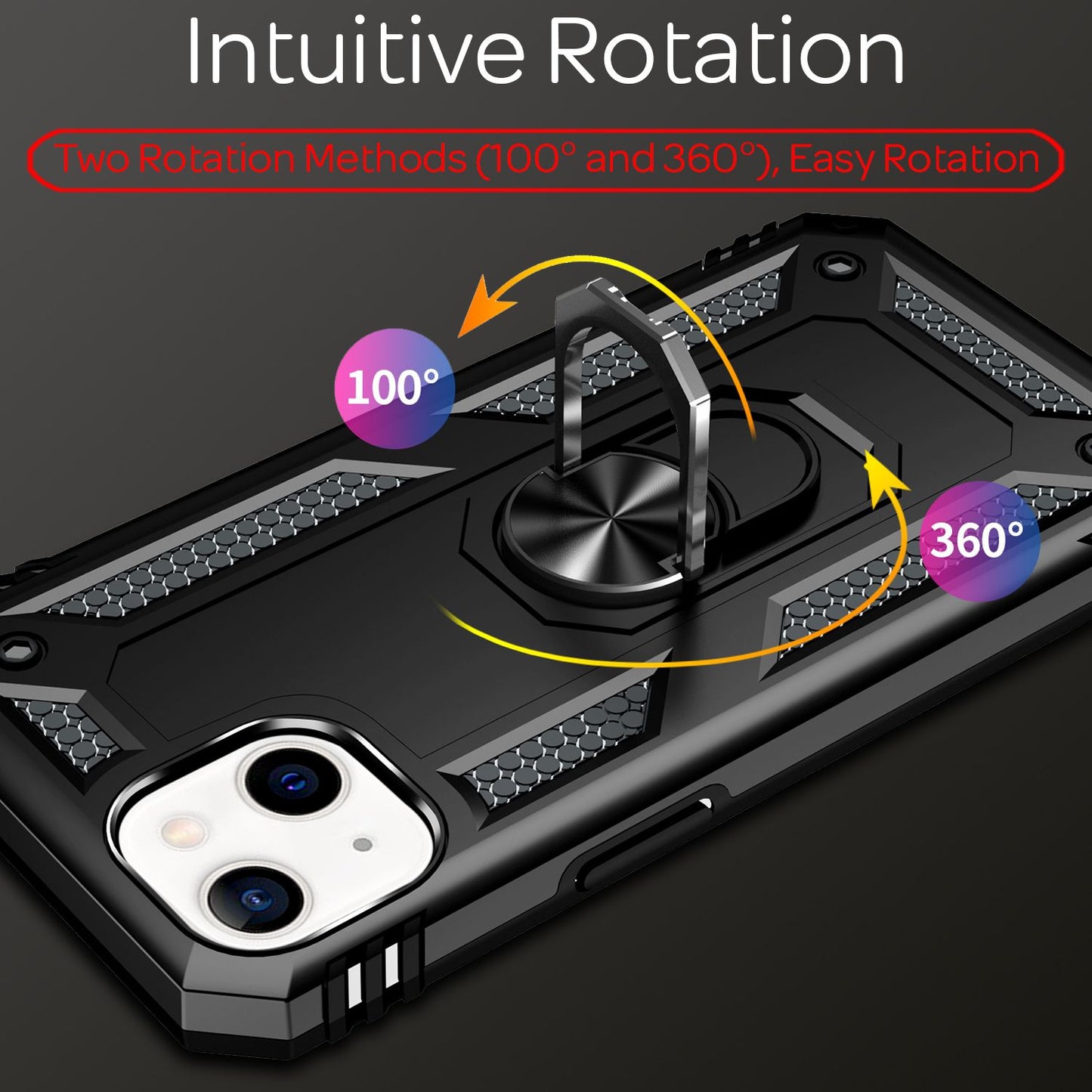 NALIA Panzerhülle für iPhone 13 – Ring-Ständer 360° & Magnet-Halterung Kompatibel – RINGDEFEND (Stoßfestes Outdoor Case) – Marke aus Berlin