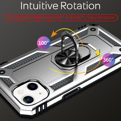 NALIA Panzerhülle für iPhone 13 – Ring-Ständer 360° & Magnet-Halterung Kompatibel – RINGDEFEND (Stoßfestes Outdoor Case) – Marke aus Berlin