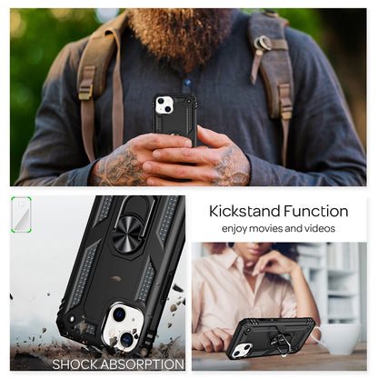 NALIA Panzerhülle für iPhone 13 – Ring-Ständer 360° & Magnet-Halterung Kompatibel – RINGDEFEND (Stoßfestes Outdoor Case) – Marke aus Berlin