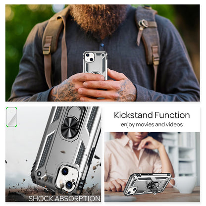 NALIA Panzerhülle für iPhone 13 – Ring-Ständer 360° & Magnet-Halterung Kompatibel – RINGDEFEND (Stoßfestes Outdoor Case) – Marke aus Berlin