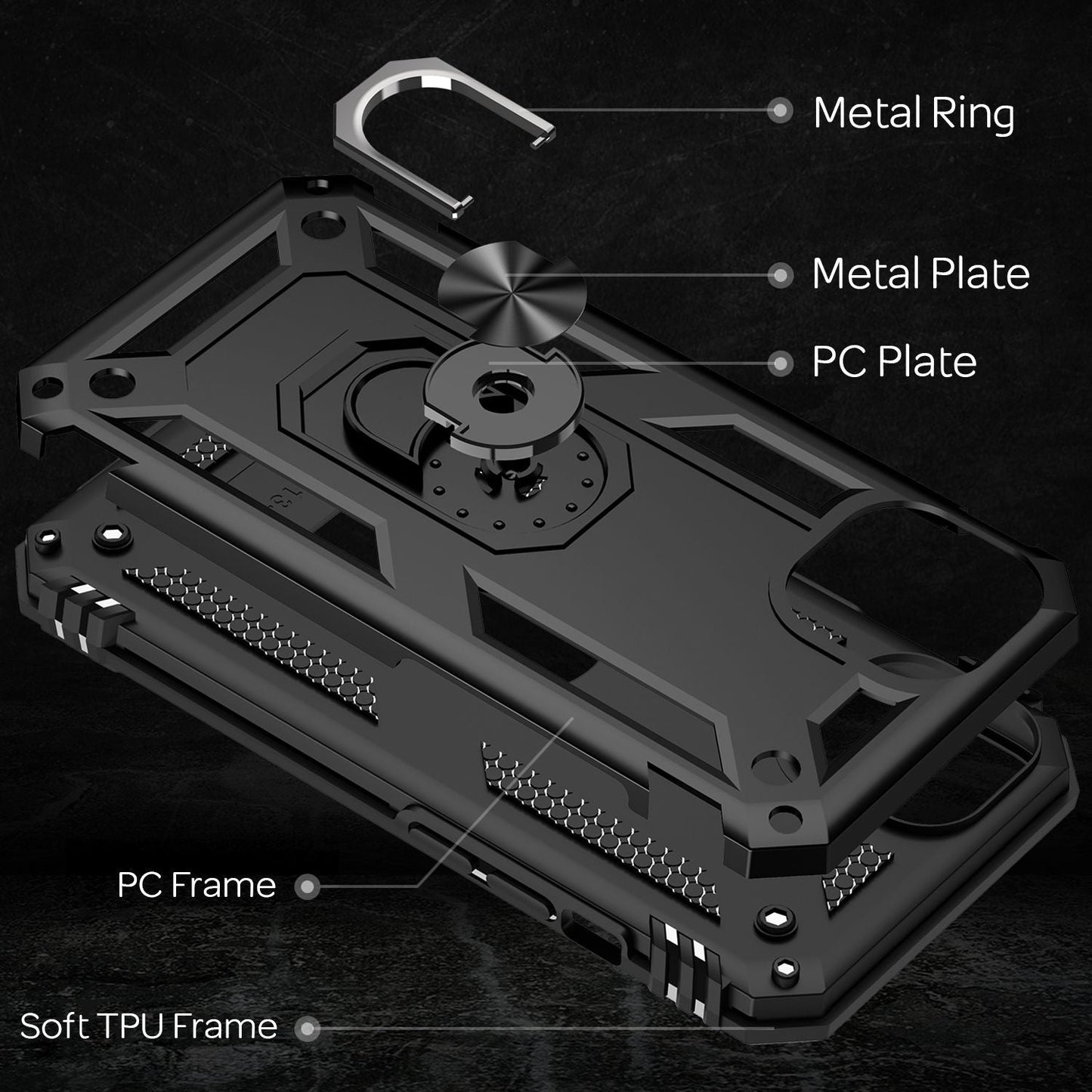 NALIA Panzerhülle für iPhone 13 – Ring-Ständer 360° & Magnet-Halterung Kompatibel – RINGDEFEND (Stoßfestes Outdoor Case) – Marke aus Berlin
