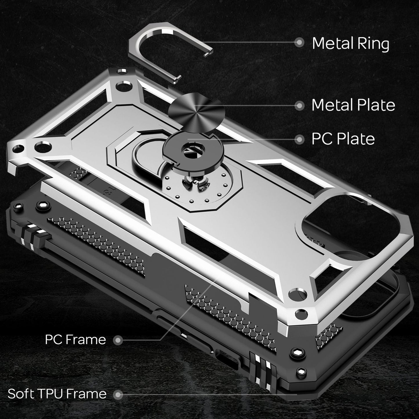 NALIA Panzerhülle für iPhone 13 – Ring-Ständer 360° & Magnet-Halterung Kompatibel – RINGDEFEND (Stoßfestes Outdoor Case) – Marke aus Berlin