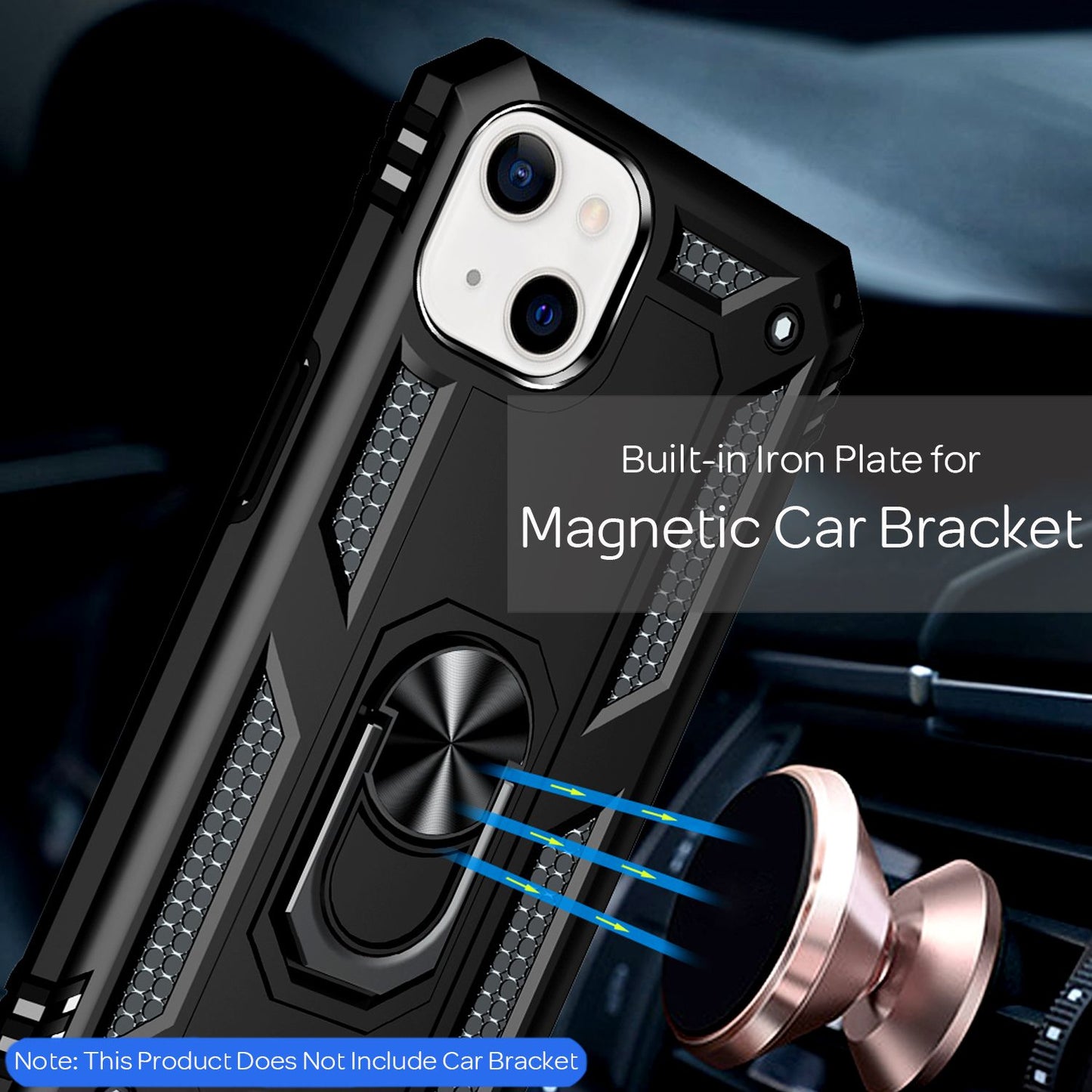 NALIA Panzerhülle für iPhone 13 – Ring-Ständer 360° & Magnet-Halterung Kompatibel – RINGDEFEND (Stoßfestes Outdoor Case) – Marke aus Berlin