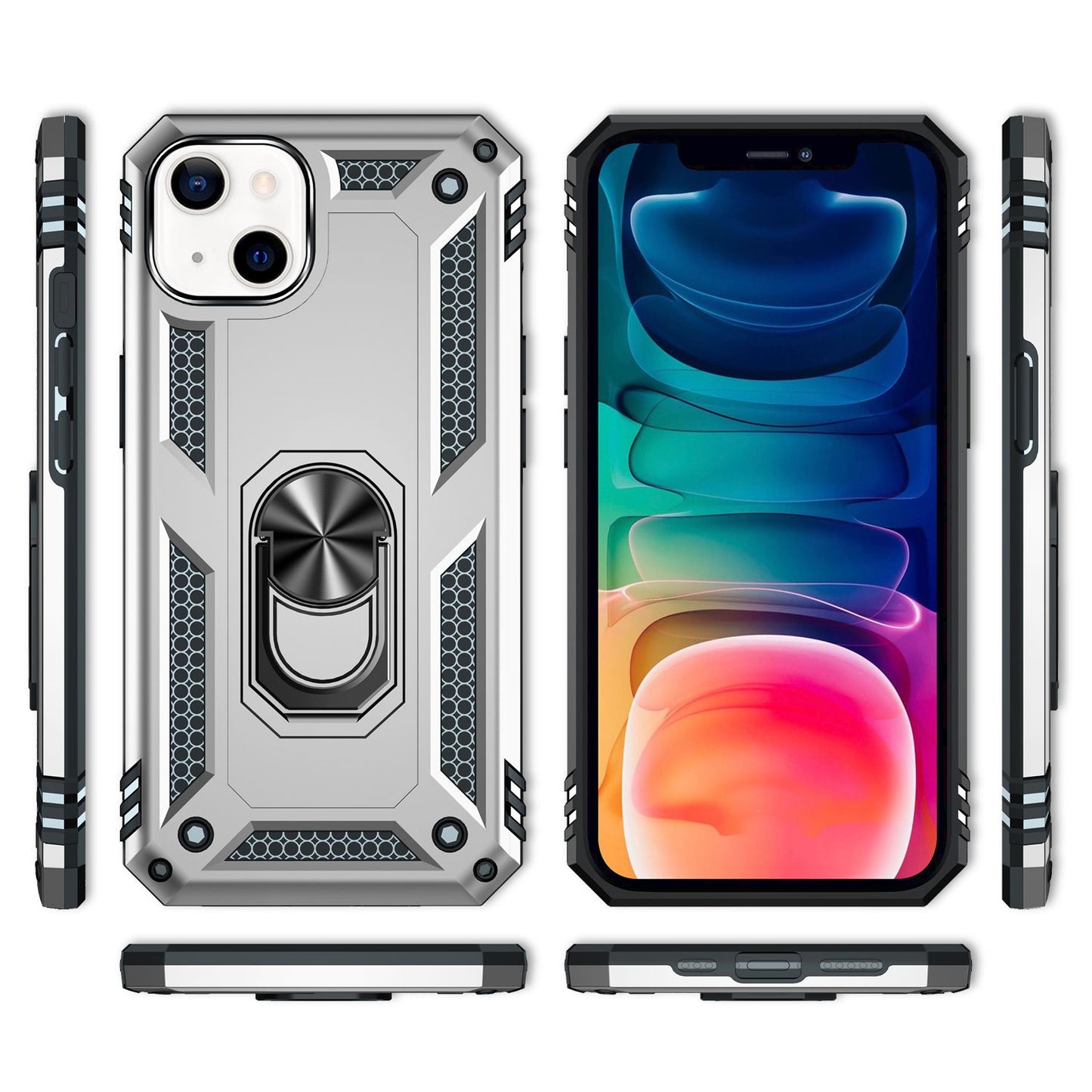 NALIA Panzerhülle für iPhone 13 – Ring-Ständer 360° & Magnet-Halterung Kompatibel – RINGDEFEND (Stoßfestes Outdoor Case) – Marke aus Berlin