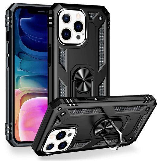 NALIA Panzerhülle für iPhone 13 Pro Max – Ring-Ständer 360° & Magnet-Halterung Kompatibel – RINGDEFEND (Stoßfestes Outdoor Case) – Marke aus Berlin