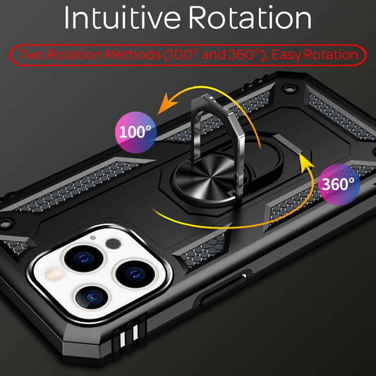 NALIA Panzerhülle für iPhone 13 Pro Max – Ring-Ständer 360° & Magnet-Halterung Kompatibel – RINGDEFEND (Stoßfestes Outdoor Case) – Marke aus Berlin