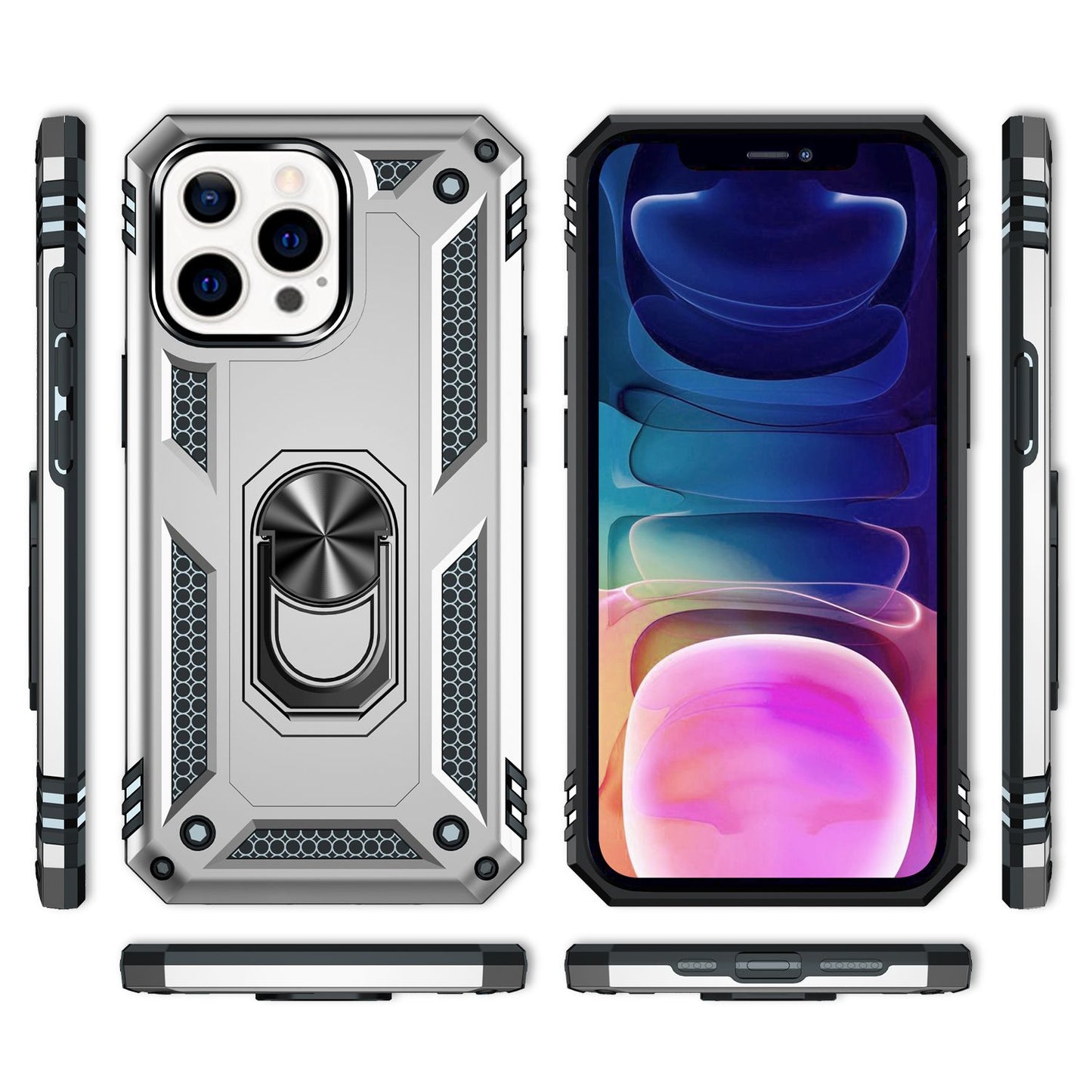 NALIA Panzerhülle für iPhone 13 Pro Max – Ring-Ständer 360° & Magnet-Halterung Kompatibel – RINGDEFEND (Stoßfestes Outdoor Case) – Marke aus Berlin