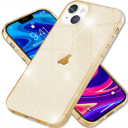 NALIA Glitzerhülle für iPhone 13 – Funkelndes Silikon Case – DAZZLIN (Transparent & Stoßfest) – Marke aus Berlin
