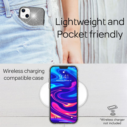 NALIA Glitzerhülle für iPhone 13 – Funkelndes Silikon Case – DAZZLIN (Transparent & Stoßfest) – Marke aus Berlin