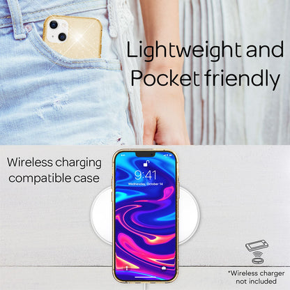 NALIA Glitzerhülle für iPhone 13 – Funkelndes Silikon Case – DAZZLIN (Transparent & Stoßfest) – Marke aus Berlin