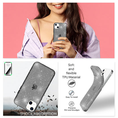 NALIA Glitzerhülle für iPhone 13 – Funkelndes Silikon Case – DAZZLIN (Transparent & Stoßfest) – Marke aus Berlin