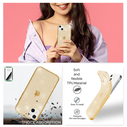 NALIA Glitzerhülle für iPhone 13 – Funkelndes Silikon Case – DAZZLIN (Transparent & Stoßfest) – Marke aus Berlin