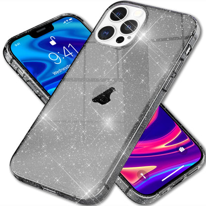 NALIA Glitzerhülle für iPhone 13 Pro Max – Funkelndes Silikon Case – DAZZLIN (Transparent & Stoßfest) – Marke aus Berlin